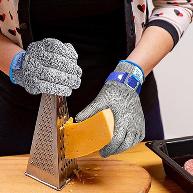 2 Pcs Level 9 Cut Resistant Gloves, Food Grade for Stainless Steel Mesh Metal Glove Touch Screen, Kitchen Cooking Gloves for Women and Men, for Butcher Meat Cutting Oyster Shucking, Size: 11/XX-Large