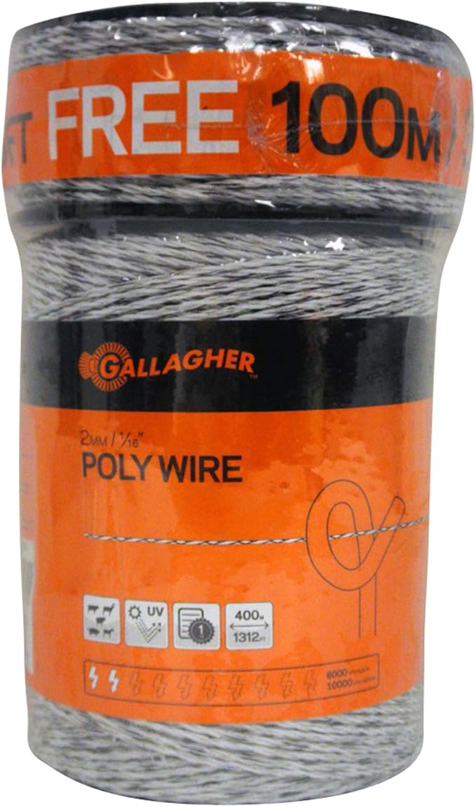 Gallagher S30 Solar Electric Fence Charger with 1,640 Ft Poly Wire | Complete Electric Fencing Kit for Livestock, Small Pastures, and Predator Control | Solar Powered Energizer with Bonus Polywire Rol