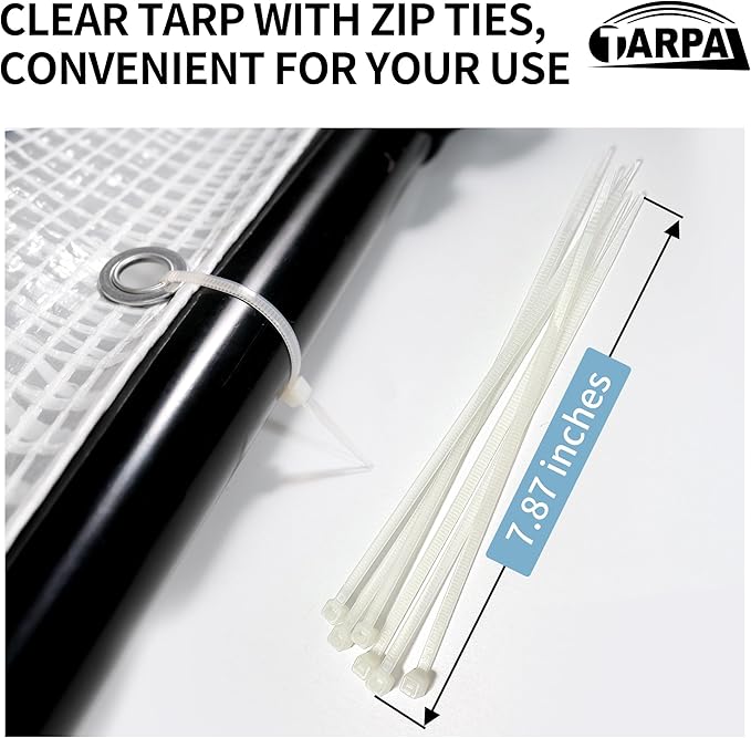 TARPAL 10'x12' Clear White Tarp Heavy Duty Waterproof 12mil with Grommets or Zip Ties for Large Greenhouses for Outdoors Garden,Farm,Chicken Coops
