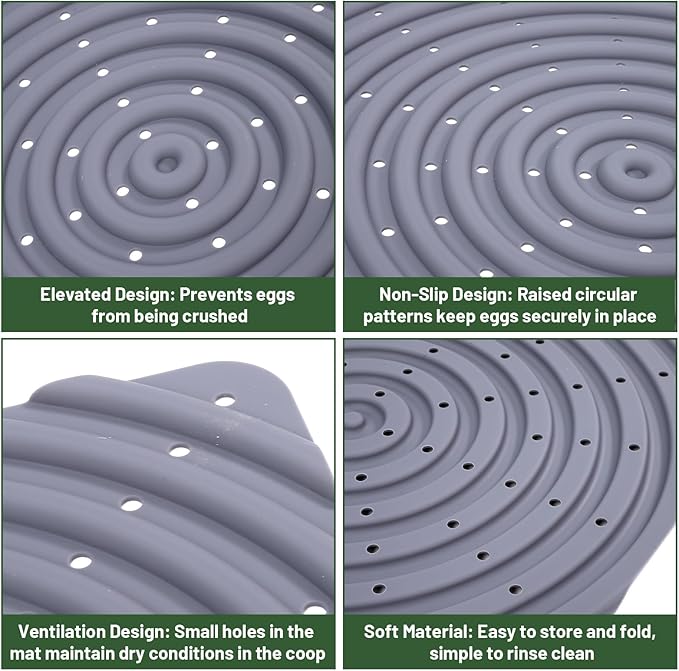 Silicone Chicken Nesting Pads, Waterproof and Washable, Durable Laying Hen Mat, Easy Clean Coop Liner for Suitable for Chicken Coop Egg Production,12" x 12"(6-Pack)