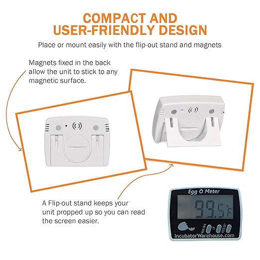 Incubator Warehouse Egg-O-Meter - Large Digital Display Egg Thermometer with Min/Max Memory - Reads Celsius and Fahrenheit +/-1