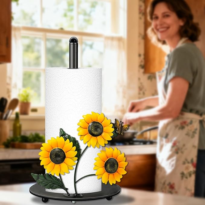 Sunflower Paper Towel Holder, Sunflower Decor for Countertop Cute Vintage Home Table, Housewarming Birthday Gifts for Sunshine