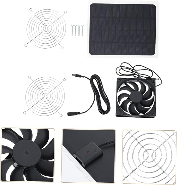 1Set Solar Powered Fan for Chicken Coop Small Doghouse Exhaust Fan for Summer Cooling for Pet House and Greenhouse Use