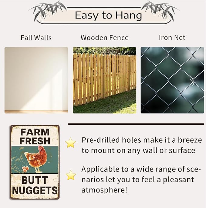 Metal Chicken Coop Sign, Funny Chicken Gifts, Tin Sign for Home Farm Chicken Coop Farmhouse Kitchen Garden Decor 8 X 12 Inch