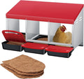 Chicken Nesting Box with Nesting Pads, Galvanized Steel Nest with Roll Away Egg Collection & Swing Perch, Easy-Clean Laying Box for Hens, Heavy Duty Design for Chicken Coop