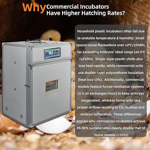 352 Egg Digital Cabinet Incubator，Poultry Hatching Breeding Cabinet Incubator for Auto Egg Turning, Temp/Humidity Control, Thermostatic for Chicken/Duck/Goose/Quail Bird.