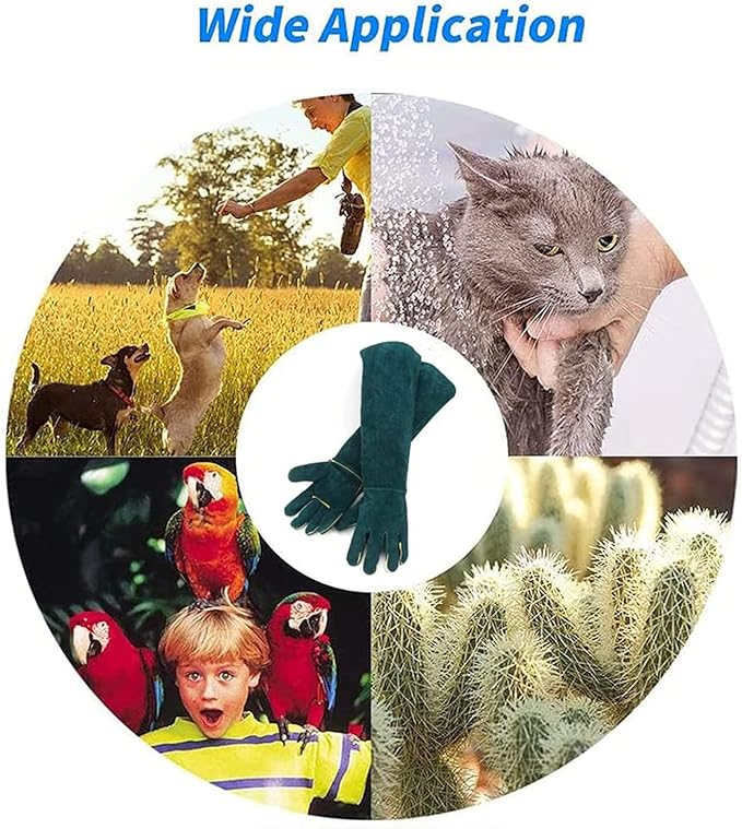 Animal Handling Anti-Bite Gloves, Reinforced Leather Welding Gloves for Gardening Dog Training Cat Scratch