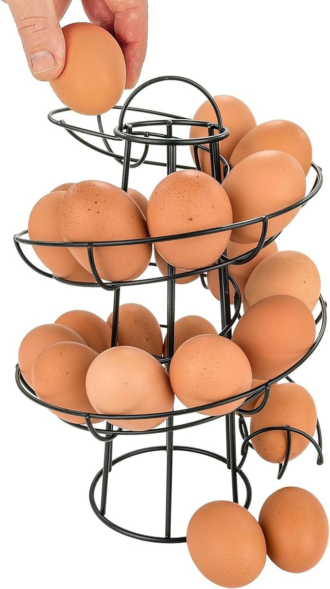 Southern Homewares Egg Skelter Deluxe Modern Spiraling Dispenser Rack - Black, Space-Saving, Durable Storage Solution for Eggs, One Size