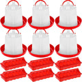 12 Pack Chicken Feeder and Waterer Set Bird Small Poultry Feeder Flip Top Bird Small Poultry Feeding for Pigeon Chick Drinker Duckling Quail Feeding Dispenser (1.5 L,Red)