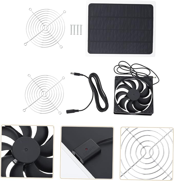 1Set Solar Powered Fan for Chicken Coop Small Fan for Pet House Greenhouse Rv Energy Saving Solar with Strong