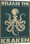 Metal Signs Release The Kraken Vintage Octopus Tin Sign for Home Office Kitchen Bar Cafe Garden Wall Decor 12x8 Inch