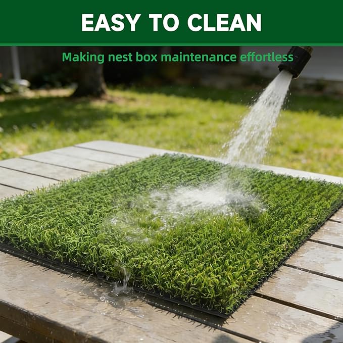 DRQ 8 Pcs Nesting Pads for Chicken Coop - Washable Chicken Nesting Pads, Reusable Chicken Coop Accessories for Hen Laying Mats 12"×12" (Green)
