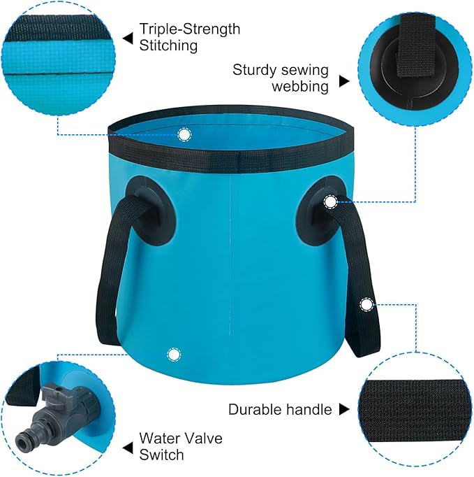 Car Wash Bucket with Drain Valve, 5 Gallon Collapsible Bucket for Cleaning, Portable Ice Buckets Laundry Wash Basin for Fishing Beach Gardening Soaking Feet RV Essentials Outdoor Camping Supplies