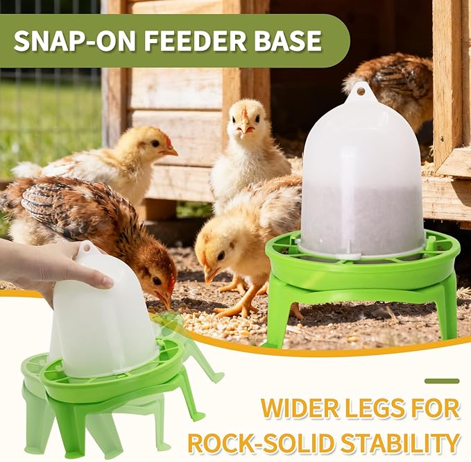 Chicken Feeder and Waterer Set,1.5L Chick Waterer and 1.5kg Chick Feeder with 3 Adjustable High-Legged Chassis, Baby Chick Starter Kit for Ducks/Quail