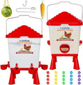 Chicken Feeder and Waterer Set, 5 Gallon Automatic Chicken Waterer with Cups, 40LB Large Chickens Feeders No Waste, Chicken Coop Accessories, Poultry Feeder & Chicken Watering System for Ducks, Quails