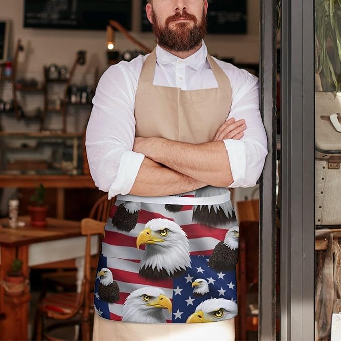 Server Waist Aprons Waitress Unisex Chef Works Half Apron with 3 Pockets