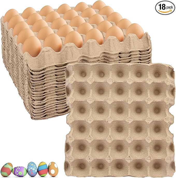18 Flats 30-Cell Egg Crate（Holds 30 Eggs）, Cardboard Egg Cartons, Sturdy and Stackable Egg Flats, Perfect Egg Crates for Fresh Eggs, Chicken Farm