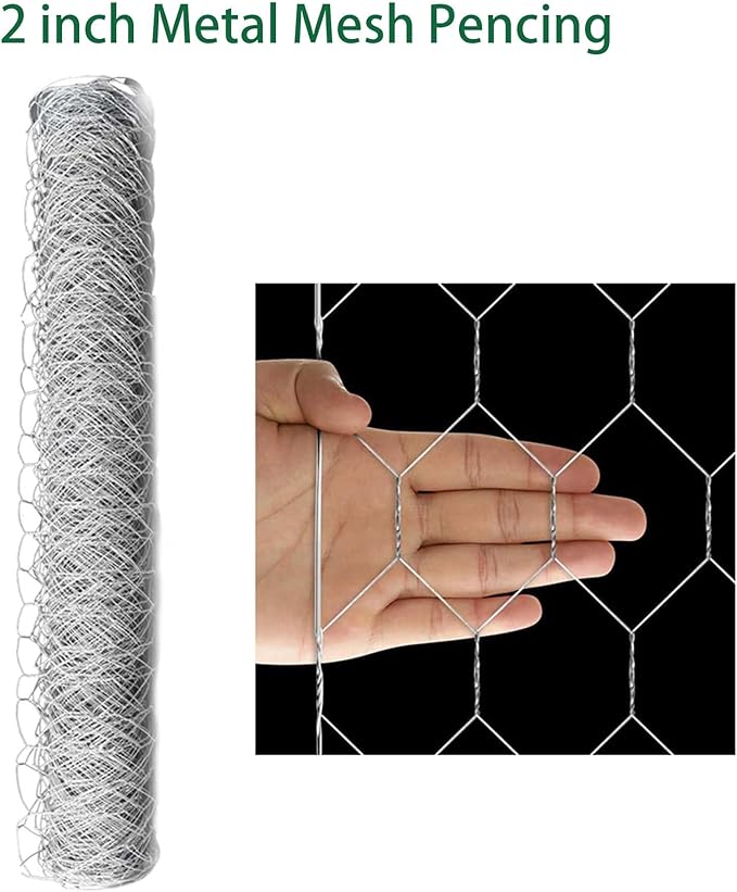 72 in x 50 ft, 2 inch Metal Mesh Pencing, Chicken Wire Fencing, Hexagonal Galvanized Poultry Wire Netting for Chicken, Duck, Goose, Rabbit Fencing