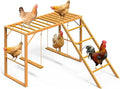 Chicken Perch Swing, Chicken Roosting Bars with Ladder for Coop, Metal Pet Swing Set for Pet's Healthy & Happy for 8-10 Chick, Yellow