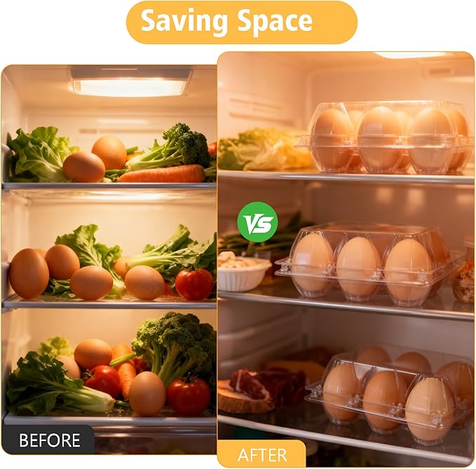 24Pack Plastic Clear Egg Carton for 6 Eggs,Egg Tray Reusable Medium Size Egg Cartons Perfect for Egg Trader Market Farmers Display Farmer Camping Picnic Travel Storage