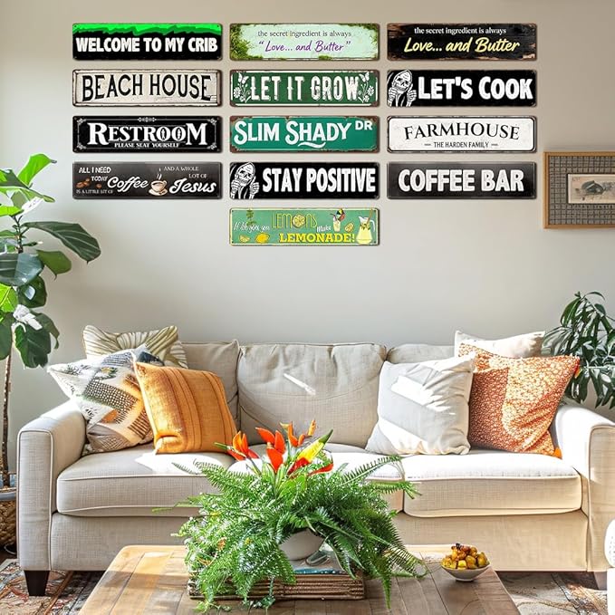 Vintage Metal Street Signs, Rustic Wall Art Plaques, Farmhouse Kitchen Home Bathroom Camping Bar Retro Decor Indoor Outdoor Road Sign 16 x 4 inch (WELCOME TO MY CRIB)