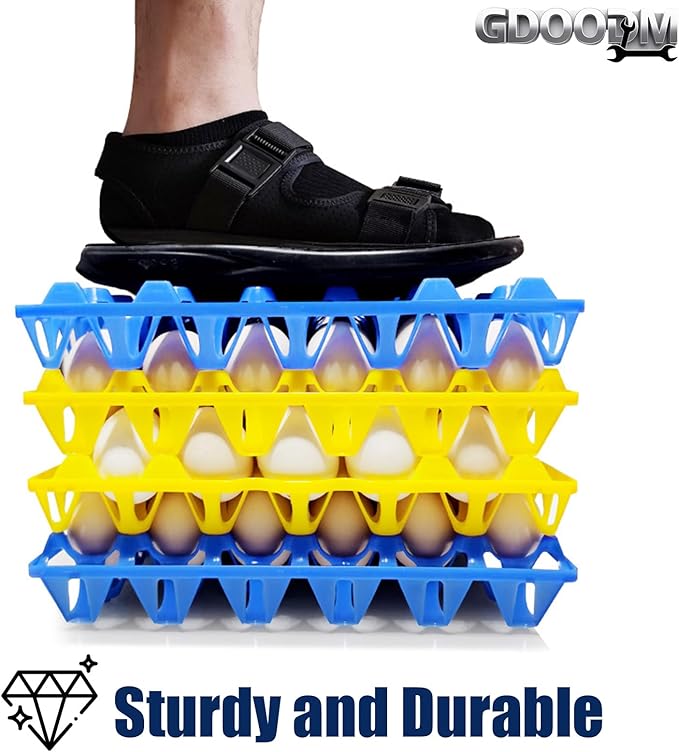 12 Pack Plastic Egg Tray 30 Cell Egg Crates Egg Flats Stackable Egg Carton for Home, Chicken Farmers, Storing, Sorting, and Shipping Eggs, Holds Multiple Eggs, 4 Colors