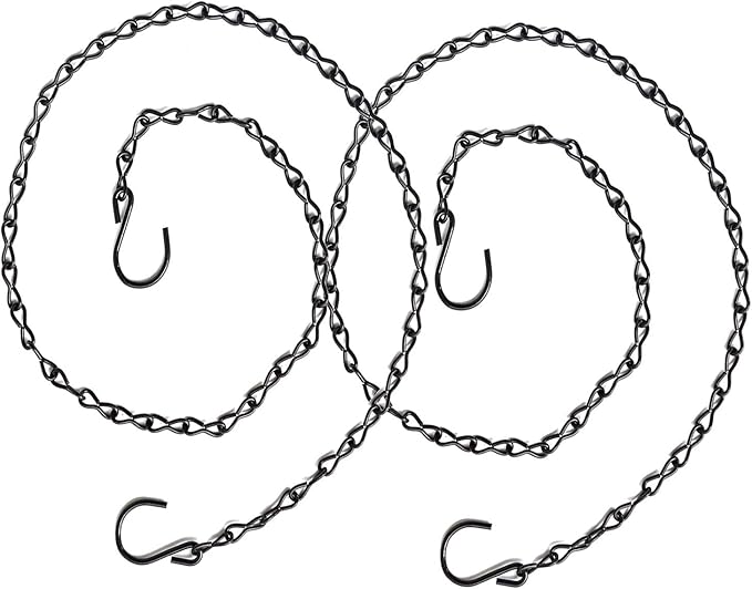 yeezo 2 Pack S Hook Steel Hanging Harness Chain Adjustable Poultry Drinker Hanging Chain Chicken Feeders Hanger Chain Bird Feeder Chains, 40" Long, Capable to Hold up 30 lbs