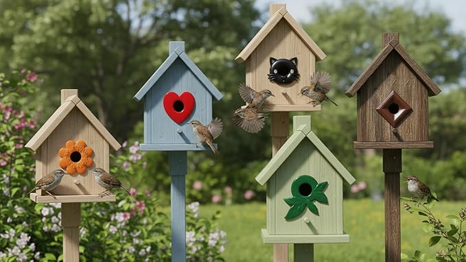 5 Pk Metal Wren Bird House Predator Guards -1.125" Hole Sizes - Excludes Different Bird Species - Protects The Entry Hole