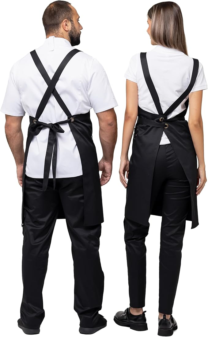 Aquasafe Water-Repellent Cross-Back Bib Apron - Unisex One Size
