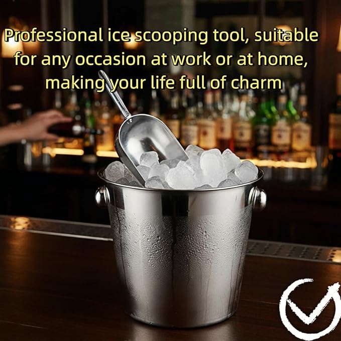 24oz Ice Cube Endurance Scoop, Cast Aluminum Shovel, Kitchen Utility Scoops With Finger Groove Handle, Ideal for Ice Cube, Coffee, Bean, Food, Candy, Flour, Popcorn Rust Free - Silver