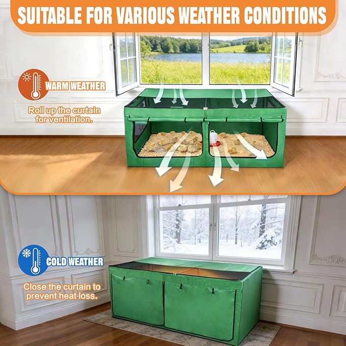 Brooder Box for Chicks, Chicken Run Large Chick Starter Kit Portable Brooding Pen with Breathable Mesh & Waterproof Pad Outdoor Indoor Small Animal Enclosures for Chicken Duck Quail (Large)