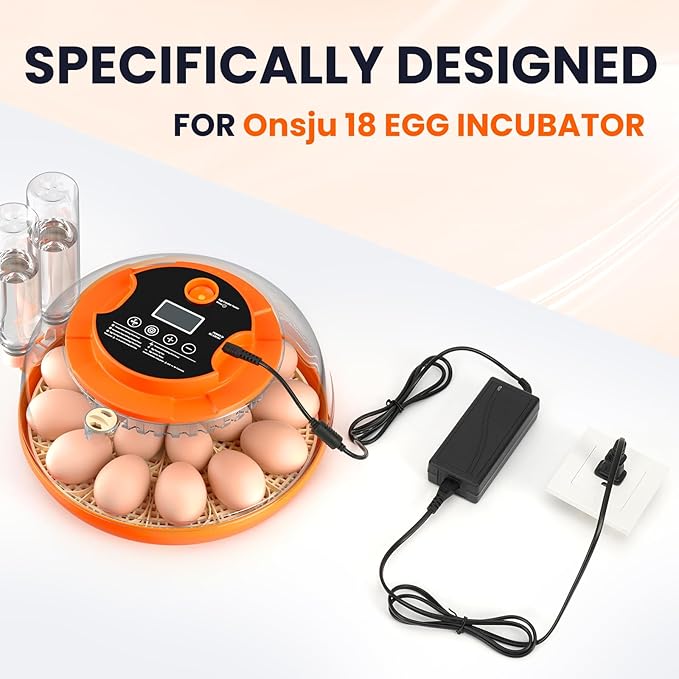 12V AC/DC Adapter for Onsju 18 Egg Incubator with Automatic Egg Turning Temperature and Humidity Control, Incubators Power Supply Cord Charger