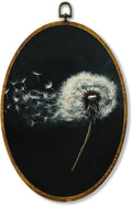 Hiuwevt Dandelion Oval Wall Art Decor, White Flower Modern Rustic Framed Canvas Prints, Dandelion Farmhouse Wildflower Oval Wall Hanging Decor for Bedroom Home Decorations, 8.6x11.4 Inches