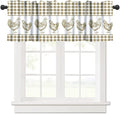 Farm Rooster Valance Curtains Rustic Retro Buffalo Plaid Farmhouse Animals Rod Pocket Curtain Valance for Kitchen Bedroom Living Room Decor 1 Panel W54xL18 Inch