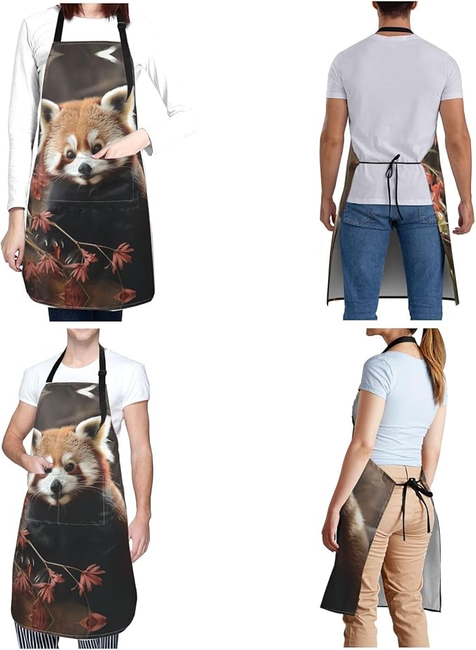 Kitchen Aprons for Men Women Waterproof Apron with 2 Pockets Skis on mountain Apron Adjustable Bib Aprons