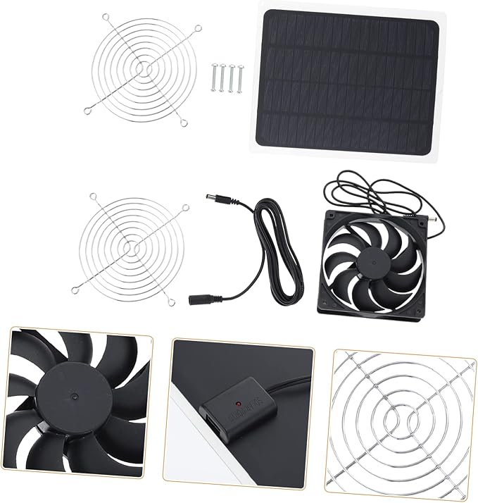 Totority 1set Solar Powered Fan for Chicken Coop and Small Ventilation for Greenhouses and Outdoor Spaces