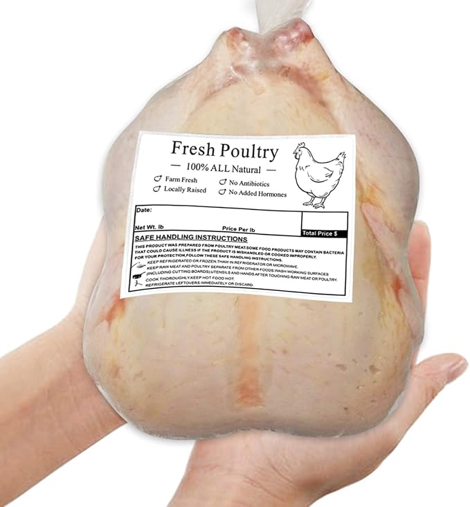 Poultry Freezer Labels,4x3 Inch with Handling Instructions Exemption,50 Pcs