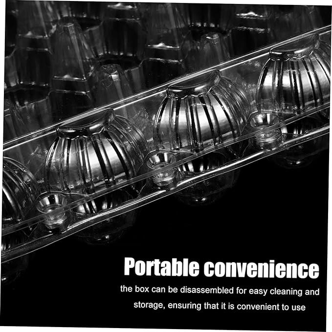 6pcs Clear Plastic Egg Cartons Capacity Bulk Storage Organizer Box with Lid Stackable Reusable Egg Holder for Refrigerator Farm Market Business Use