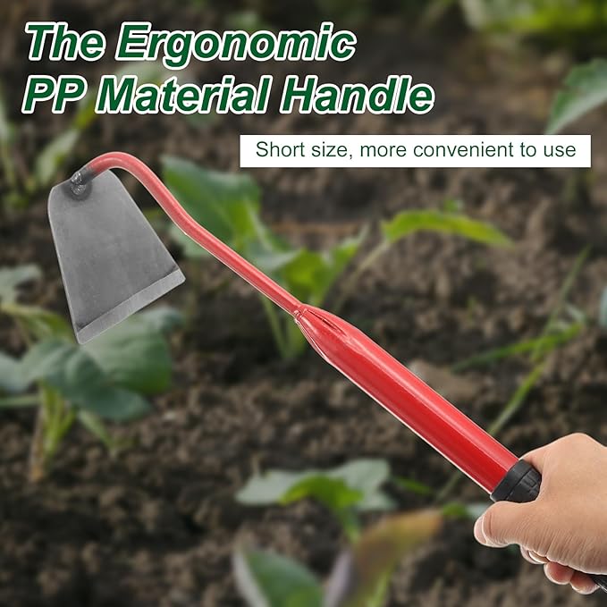 HARFINGTON 2pcs Garden Hoe 16.14" x 7" Steel Hoe Garden Tool Anti-Rust with Non-Slip Handle Edger Weeder Shovel for Backyard Loosening Farm Planting Weeding, Red
