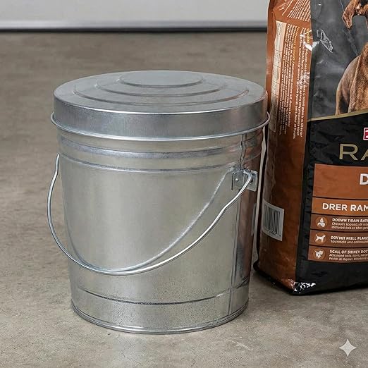 6 Gallon Galvanized Steel Storage Can with Locking Lid – Heavy Duty Metal Pail for Pet Food, Bird Seed, Ash & Charcoal, Rust Resistant & Weatherproof Outdoor Bin