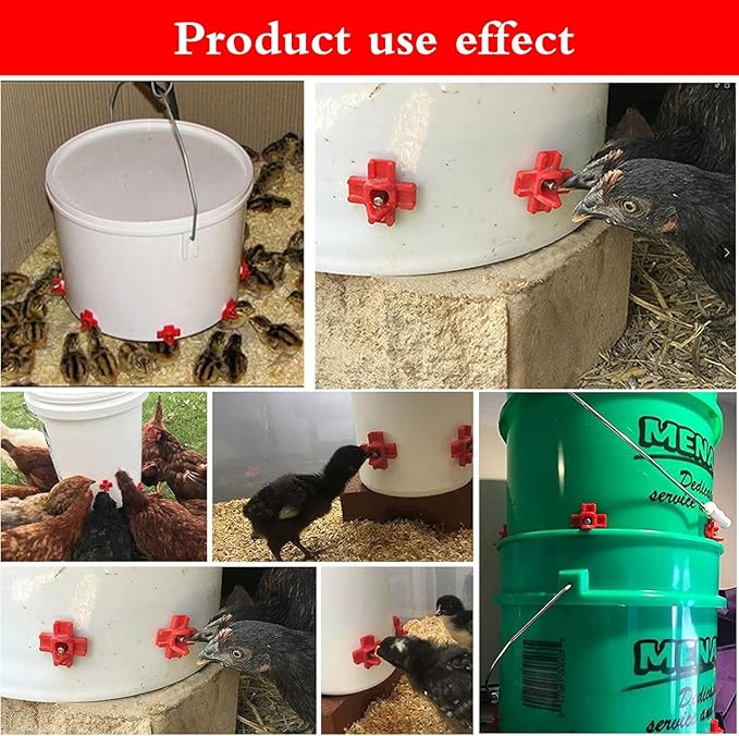 20 Pcs Horizontal Chicken Waterer Nipples with Drill Bits, Leakproof Poultry Watering System for Chicken Coop, Durable ABS Plastic & Stainless Steel, Water Saving Design for Outdoor Use