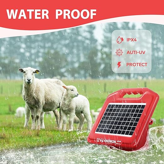 ANDMON S600 Solar Electric Fence Charger - 35 Mile Range, 0.65 Joules Powerful Solar Fence Charger, Ideal for Livestock and Garden Protection