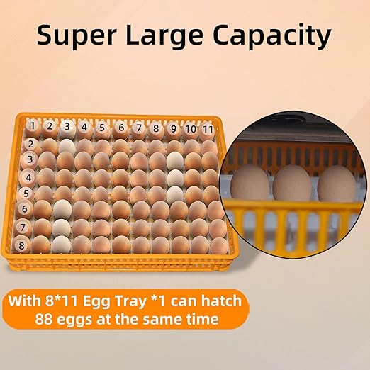 XKV 88 Egg Large Incubator with Automatic Egg Turning,Temperature Control and Humidity Control,Hatching Eggs,Chicken,Ducks,Poultry,with a Viewing Window,Easy to use