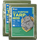 GUARD SHIELD Tarp Green 10x10 Feet Multi Purpose Waterproof Poly Tarp Cover 5mil (2-Pack)