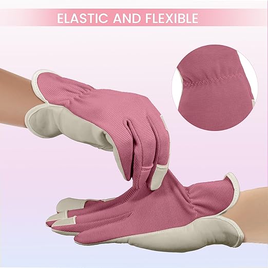 Gardening Gloves, Garden Gloves for Women and Men, Thorn Proof Working Gloves, Durable Leather Work Garden Gloves for Yard & Outdoor Work, Purple, XL