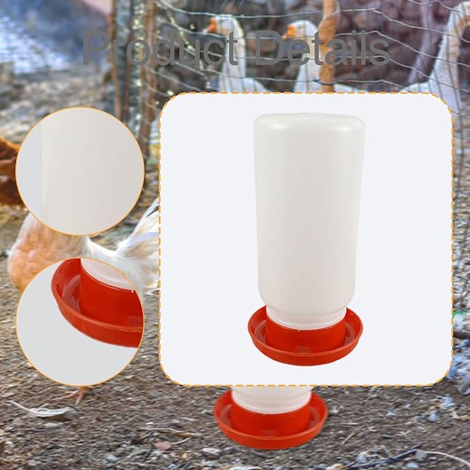 Chicken Feeder Waterer Supplies Chicken Coop Accessories Chicks Backyard Easy Use Portable Hen Pigeon Red Starter Kit, 1000 ml