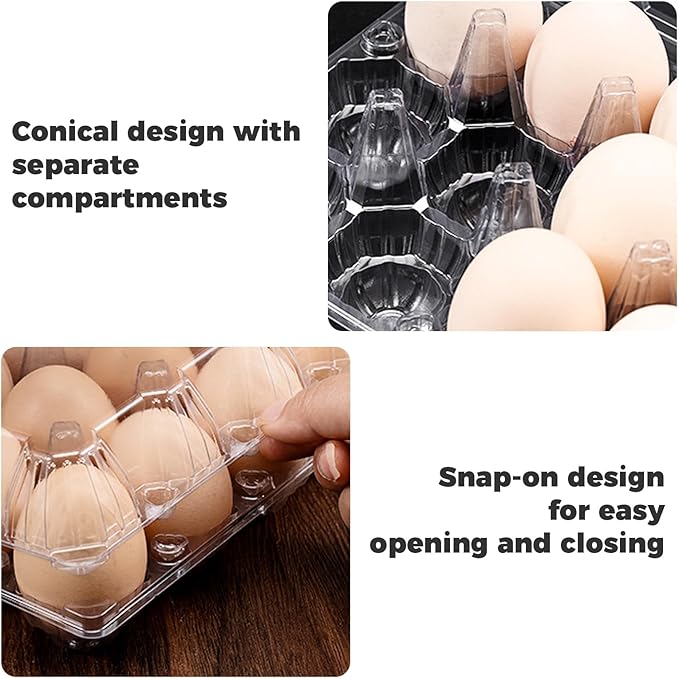120 Pcs 12 Count Plastic Egg Cartons Cheap Bulk, 3x4 Grids Clear Empty Egg Cartons, Reusable Egg Trays Clear Egg Containers for Fresh Chicken Eggs for Chicken Farm Business Market, Refrigerator Use