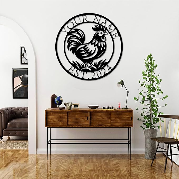 Personalized Chicken Coop Metal Sign,Custom Chicken Farm Metal Wall Art,Personalized Chicken MetalSign, Metal Chicken Farmhouse Sign,Hen House Sign, Funny Chicken Farm Decor (Style B)
