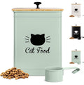 Cat Food Storage Container with Scoop - 5-7lb (25 Cup) Capacity Metal Cat Kibble Canister with Airtight Bamboo Lid and Metal Scoop - Airtight Pet Food Storage Containers 5 lb - 7 lb Kibble Container