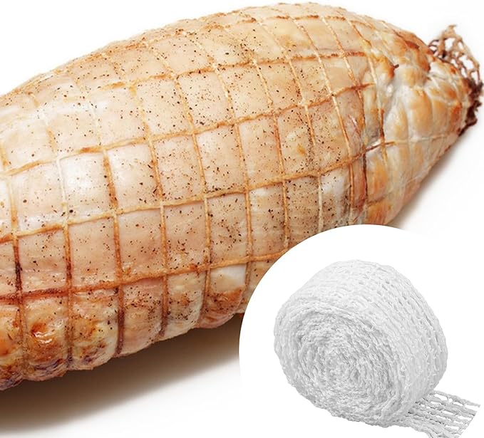 Meat Netting, 16.4ft Butchers Twine for Cooking Meat, Butchers Twine Roll Size 18 Meat Netting Smoked Meat Poultry Ham Beef Netting for Cooking, Sausage Making